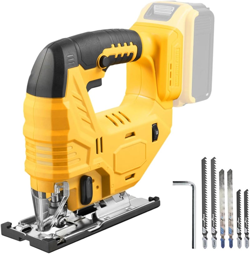 OXVIT Cordless Jig Saw Compatible with Dewalt 20V Battery, Brushless Jig Saw with 6pcs Blades, 4 Orbital Sets for Wood, Plastic and Metal Cutting (Tool Only, No Battery) - Image 1